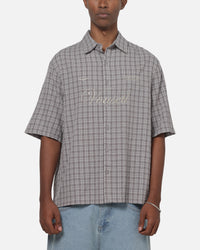 Vouseti Full Court Button Up Shirt Grey Plaid