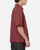 Carre Grid Short Sleeve Button Up Shirt Red Oxford Pinstripe