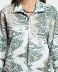 HUF Women's Swirl Oversized Fleece Full-Zip Jacket Olive