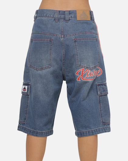 X-Large Oval Baggy Cargo Denim Shorts Indigo Blue