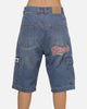 X-Large Oval Baggy Cargo Denim Shorts Indigo Blue