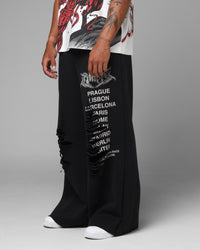 Loiter Destruct Sweat Pants Washed Black