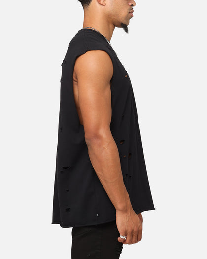 Saint Morta Distressed Oversized Muscle T-Shirt Black