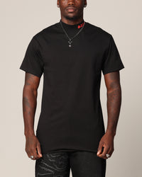 Saint Morta Old English Mock Neck T-Shirt Black/Red