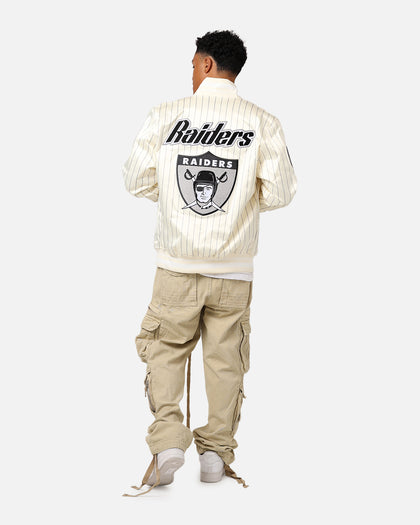 Pro Standard Las Vegas Raiders Pinstripe Satin Jacket Eggshell/Yellow