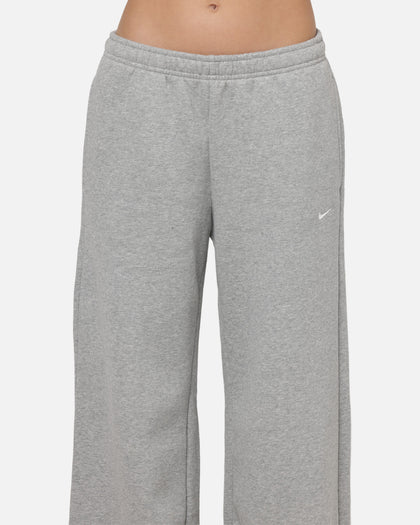 Nike Women's Studio Fleece Medium Weight Mid-Rise Wide-Leg Pants Dark Grey Heather