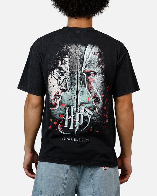 73Studio X Harry Potter '11 Deathly Hallows Vintage T-Shirt Black Acidwash