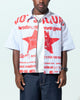 Loiter Riot Squad Button Up T-Shirt Blue Pin Stripe