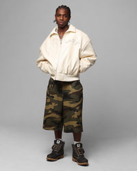Loiter Solar Vegan Leather Varsity Jacket Beige
