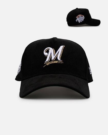 New Era Milwaukee Brewers 'Black Cord' 9FORTY A-Frame Corduroy Snapback Black