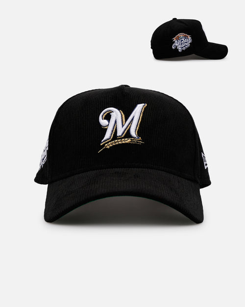 New Era Milwaukee Brewers 'Black Cord' 9FORTY A-Frame Corduroy Snapback Black