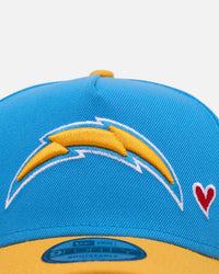 New Era Los Angeles Chargers 'Team Color Hearts' 9FORTY A-Frame Snapback Official Team Color