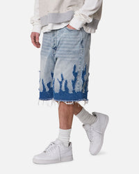 MNML Baggy Flame Denim Shorts Blue