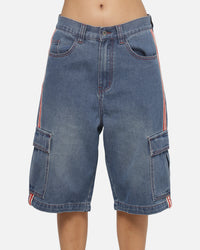 X-Large Oval Baggy Cargo Denim Shorts Indigo Blue