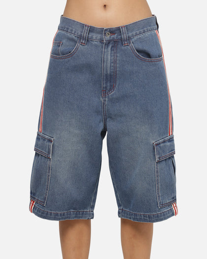 X-Large Oval Baggy Cargo Denim Shorts Indigo Blue