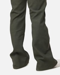 MNML D519 Leather Zipper Flare Pants Charcoal Grey
