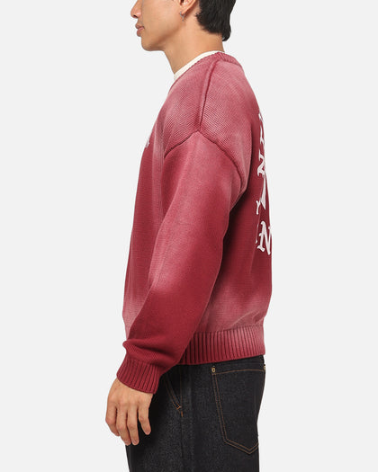 Majestic Athletic New York Yankees Black Letter Knit Crewneck Sour Cherry