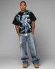 Loiter X Yu-Gi-Oh! Blue Eyes White Dragon Rhinestone T-Shirt Black