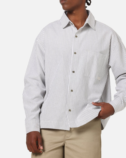 Carre Oxford Stripe Long Sleeve Button Up Shirt White/Green
