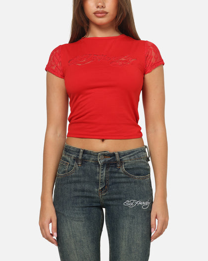 Ed Hardy Women's Veil Baby T-Shirt Red