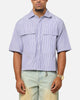 MNML Cropped Striped Short Sleeve Shirt Blue