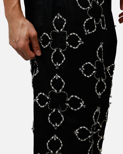 MNML Ultra Baggy Jewel Applique Pants Black