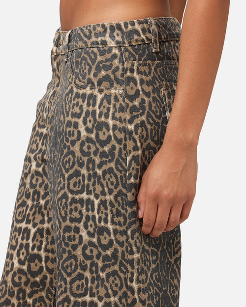 XXIII Women's Leopard Wide Leg Jeans Leopard