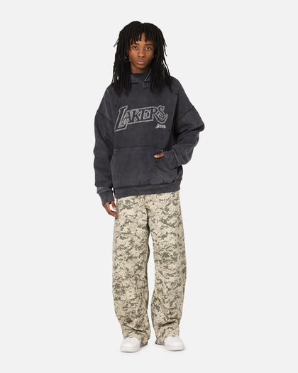 Mitchell & Ness Los Angeles Lakers Distressed Rhinestone Logo Hoodie Faded Black
