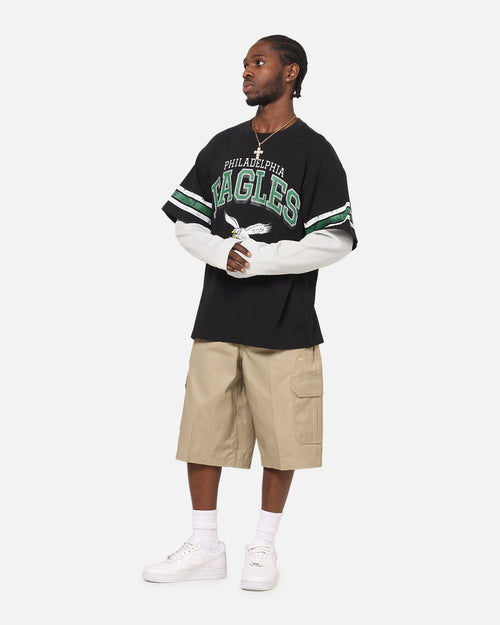 Mitchell & Ness Philadelphia Eagles Waffle Mock Layer Long Sleeve T-Shirt Black