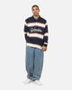 S Double Chain Stitch Long Sleeve Rugby Jersey Navy