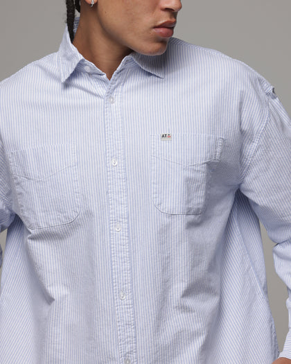 American Thrift Oxford Long Sleeve Shirt Blue Stripe