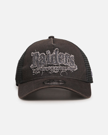 New Era Las Vegas Raiders 'Washed Fray' 9FORTY A-Frame Trucker Snapback Washed Grey