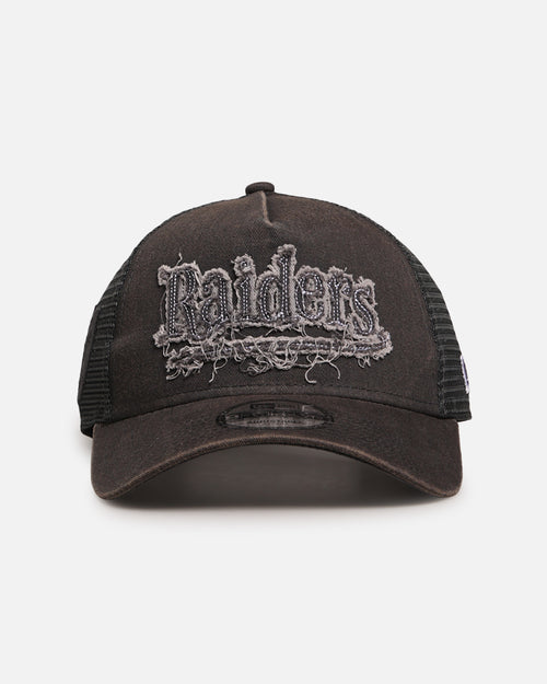 New Era Las Vegas Raiders 'Washed Fray' 9FORTY A-Frame Trucker Snapback Washed Grey