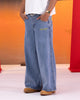 Ed Hardy Ultra Wide Leg Denim Jeans Light Wash Blue
