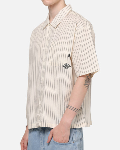 Carre Signature Rose Button Up Shirt Natural Pinstripe