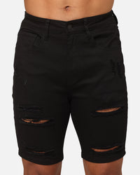 Saint Morta Dynasty Thrash V2 Denim Shorts Jet Black