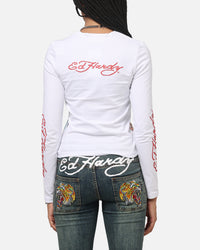 Ed Hardy Women's Koi Long Sleeve T-Shirt White