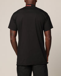Saint Morta Old English Mock Neck T-Shirt Black/Red