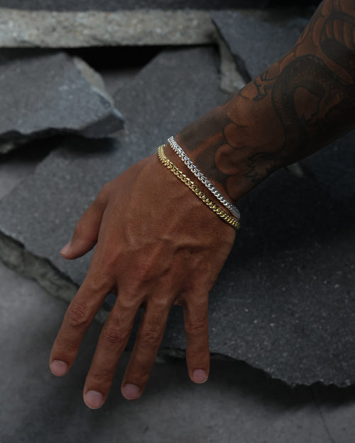 House Of Auric 5mm Cuban Bracelet Set Gold/Silver