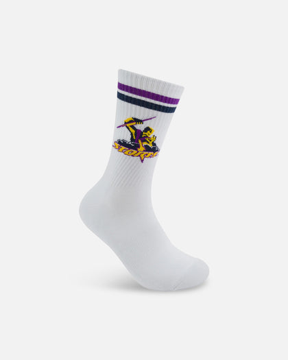 Foot-ies Melbourne Storm Crew Socks 2 Pack White/Blue