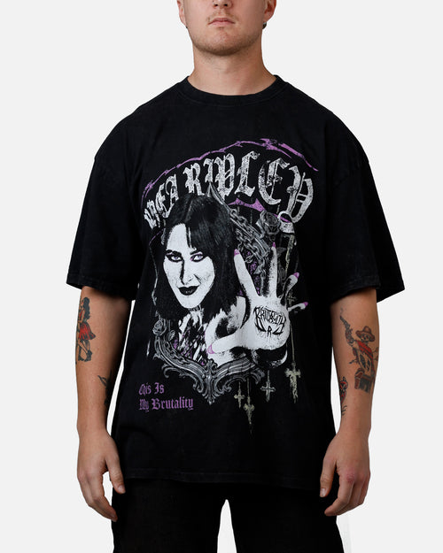 73Studio X WWE Wrestlemania 42 Rhea Ripley T-Shirt Black Acidwash