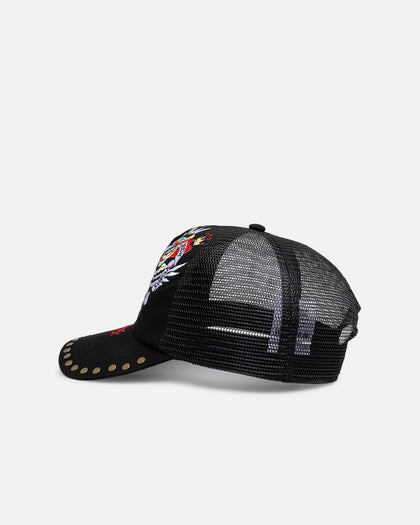 Ed Hardy Heart And Skull Trucker Snapback Black