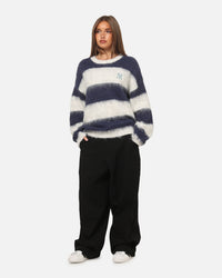 Majestic Athletic New York Yankees Block Stripe Knit Jumper Vintage White