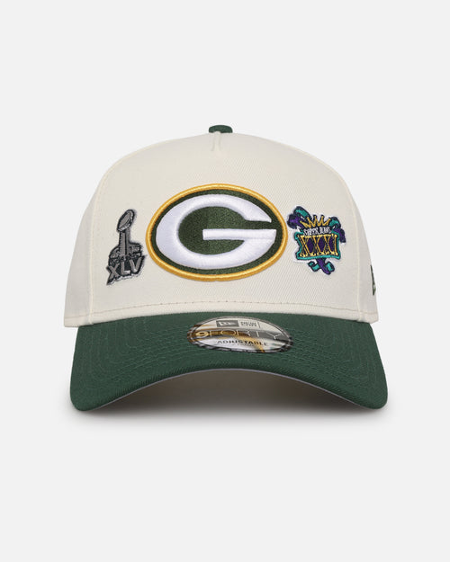 New Era Green Bay Packers 'Super Bowl Logos' 9FORTY A-Frame Snapback Chrome