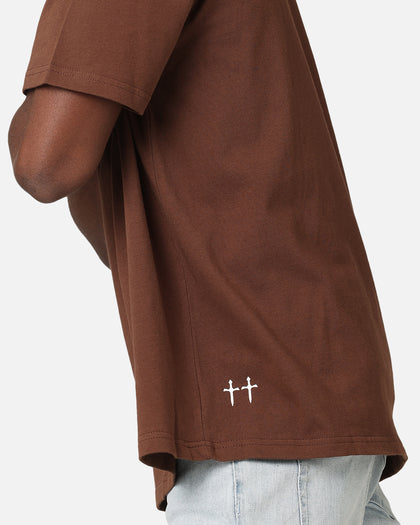 Saint Morta Emboss Boxy T-Shirt Dark Brown