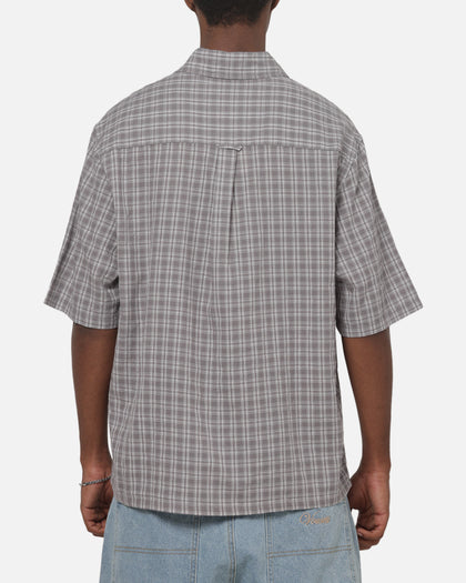 Vouseti Full Court Button Up Shirt Grey Plaid