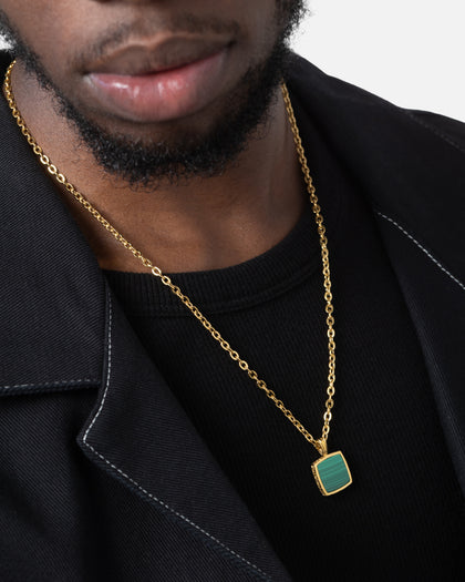 Saint Morta Malachite Pendant Chain Gold