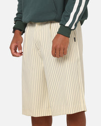 Carre Heritage Pleated Shorts Off White Pinstripe