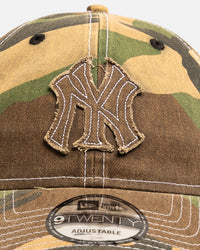 New Era New York Yankees 'Frayed Woodland' 9TWENTY Strapback Open Green