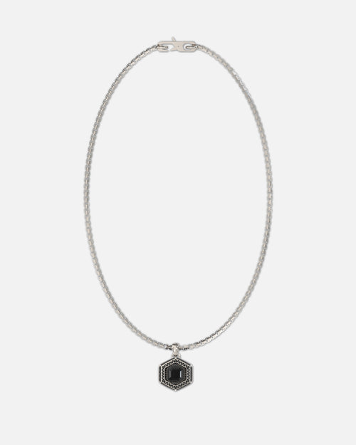 Guess Mainline Lion King Crystal Exagon Necklace Silver